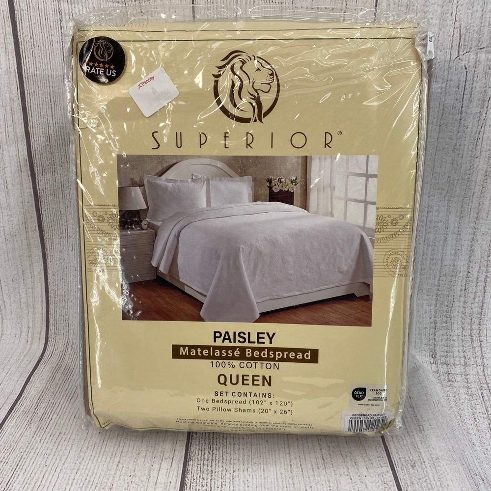 Superior Paisley Matelasse Bedspread Set Queen Taupe Cotton 3pc Textured Bedding